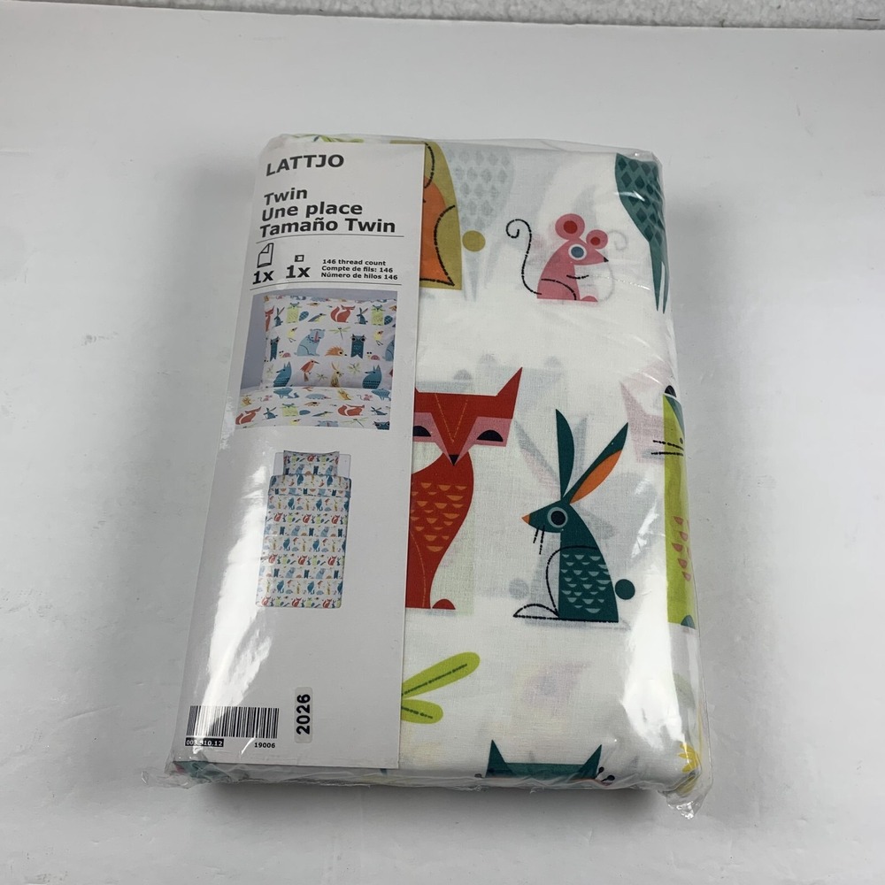 Ikea Lattjo 003.510.12 Cover/Pillowcase Kids Twin Size White Cotton‎ Animal 6128